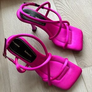 Proenza Schouler Strappy Fuchsia “Raso” Square Heels